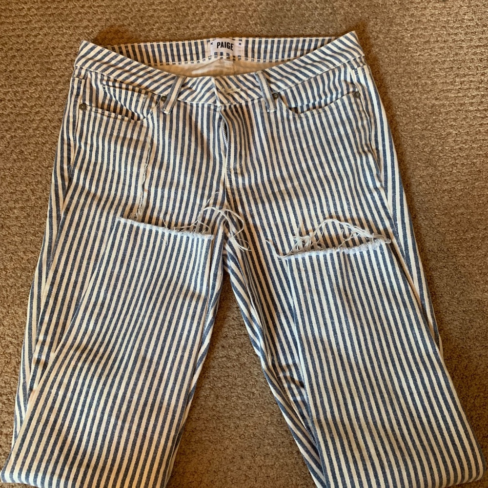 Striped Paige denim jeans